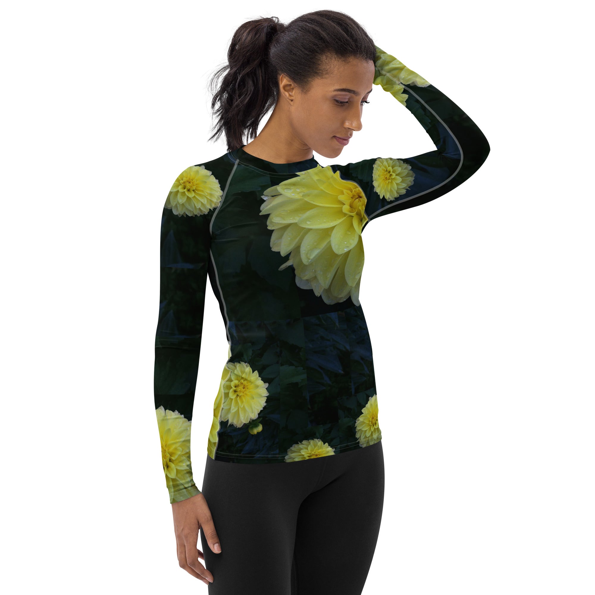 printed-activewear-top-rashguard-workout-top-women-lemon-dahlias-wickedyo16